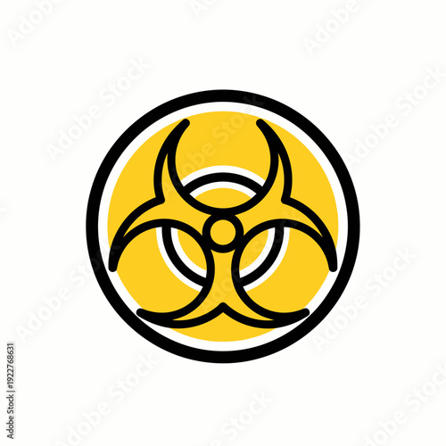 Biohazard symbol on a yellow background, a warning sign for potential hazards