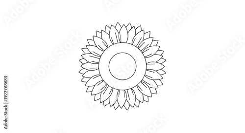 Simple Line Drawing of Sunflower.