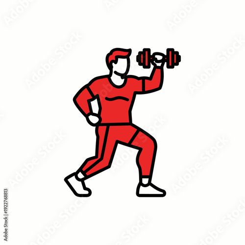 A graphic of a person lifting a dumbbell