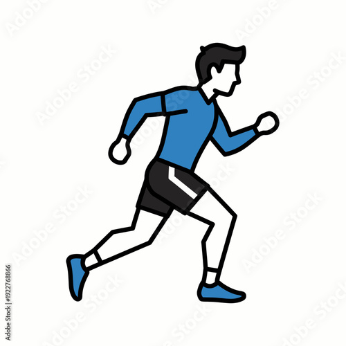 A running man in a simplified illustration, showcasing motion and athleticism