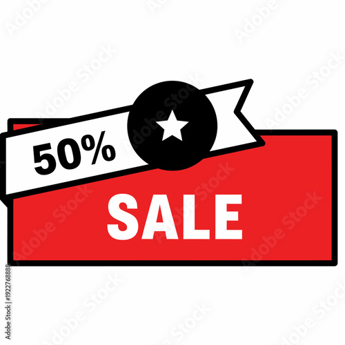Special Sale with a fifty percent discount sign in black and red color
