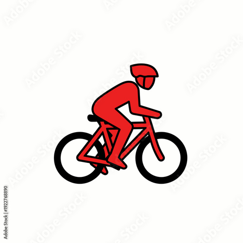 A cyclist in action, riding a bicycle
