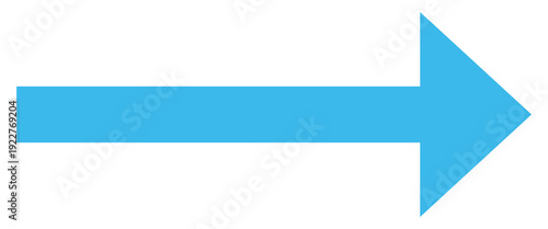 Long arrow icon, right large line, blue cursor, horizontal element, sharp pointer vector long arrow icon.  Abstract arrow icon isolated on white background.