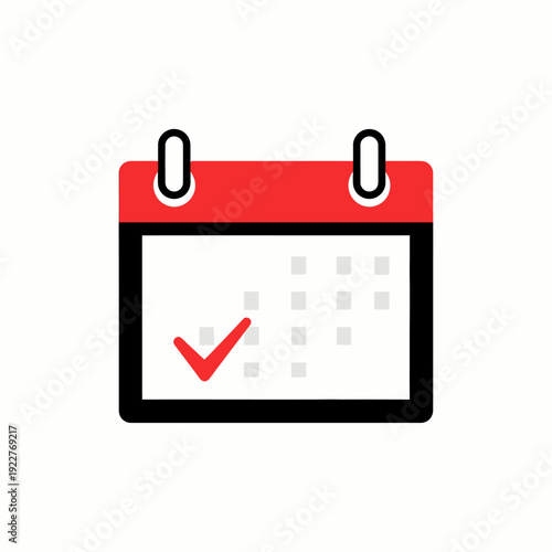Calendar with a red checkmark on a specific date, symbolizing a completed task or event 