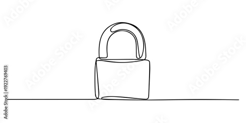Continuous one line drawing of padlock single line of lock padlock continuous line art vector outline, Continuous one line drawing of padlock single line of lock padlock continuous line art vector