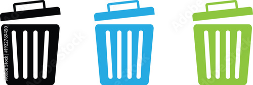 Trash Can Icon Set for Delete, Recycle, and Waste Management UI Design