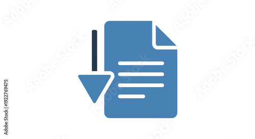 Blue document download file icon.