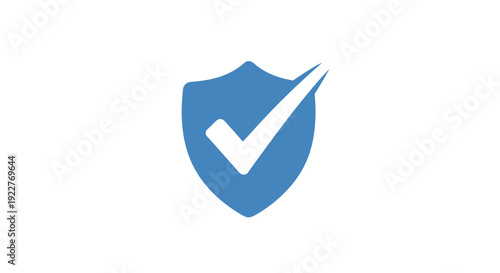 Blue Shield Icon with Checkmark Symbol.