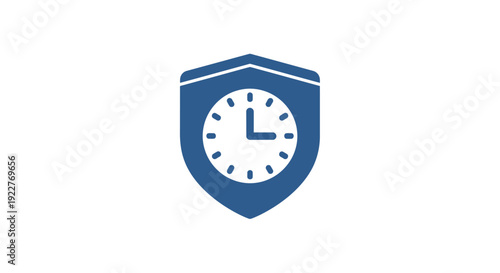 Blue Shield Clock Icon Graphic.