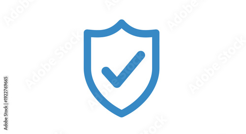 Blue shield with check mark icon.