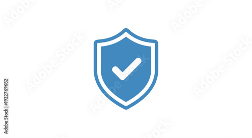 Blue shield with white checkmark icon.