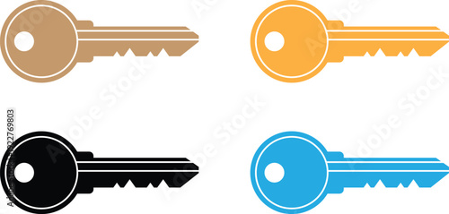House Key Icon Set for Security, Real Estate, and Access Control System Design