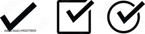 Black Checkmark Icon Set for Task Completion, Approval, and Validation UI