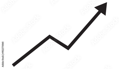 Black arrow graph line symbolizing upward trend and growth isolated on white background