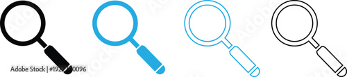 Magnifying Glass Icon Set for Search Engine Optimization and Discovery UI Design