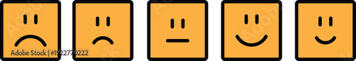 Customer Experience Rating Icon Set Square Emoticons and Facial Expressions