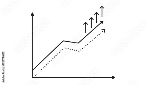 Line graph showing consistent growth with an upward trend, indicating positive performance and increasing success over time