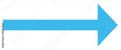 Straight long blue arrow icon, left bold line, blue cursor, horizontal element, thick pointer vector long arrow icon. Bold arrow icon. Vector illustration.