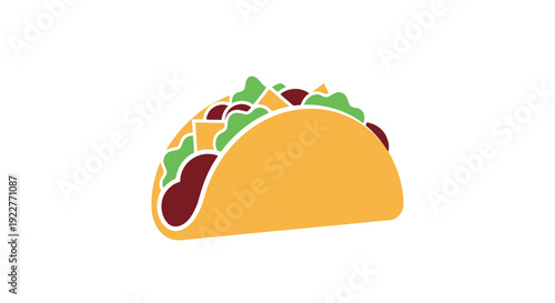 Vibrantly colored fresh Mexican taco food item filled with savory ground meat, crisp green lettuce, and sharp yellow cheese perfect for restaurant menus, culinary blogs, or foodrelated