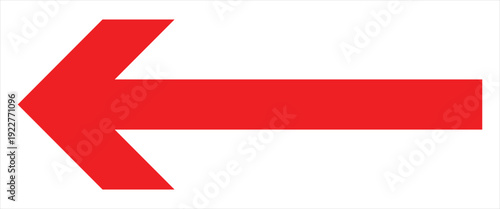 Long arrow icon, left large line, blue cursor, horizontal element, thick pointer vector long arrow icon. Blue arrow isolated on white background .