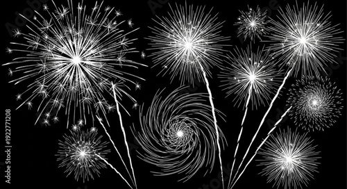 Spectacular fireworks display illuminating the night sky with vibrant bursts of light and color.