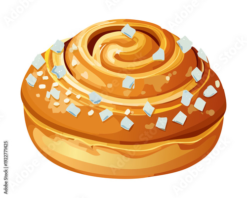 Swirl pastry bun with orange marmalade and cinnamon spice for cozy autumn bakery menu and dessert shop - Vector Illustration