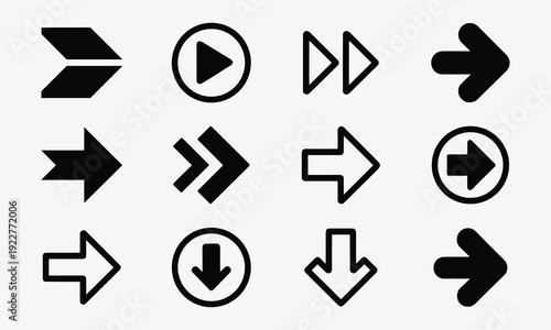 Free Download Collection of modern black arrow icons on white background - GFXLoad