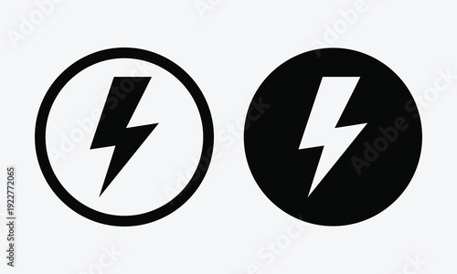 Lightning bolt icons in black and white for energy concepts