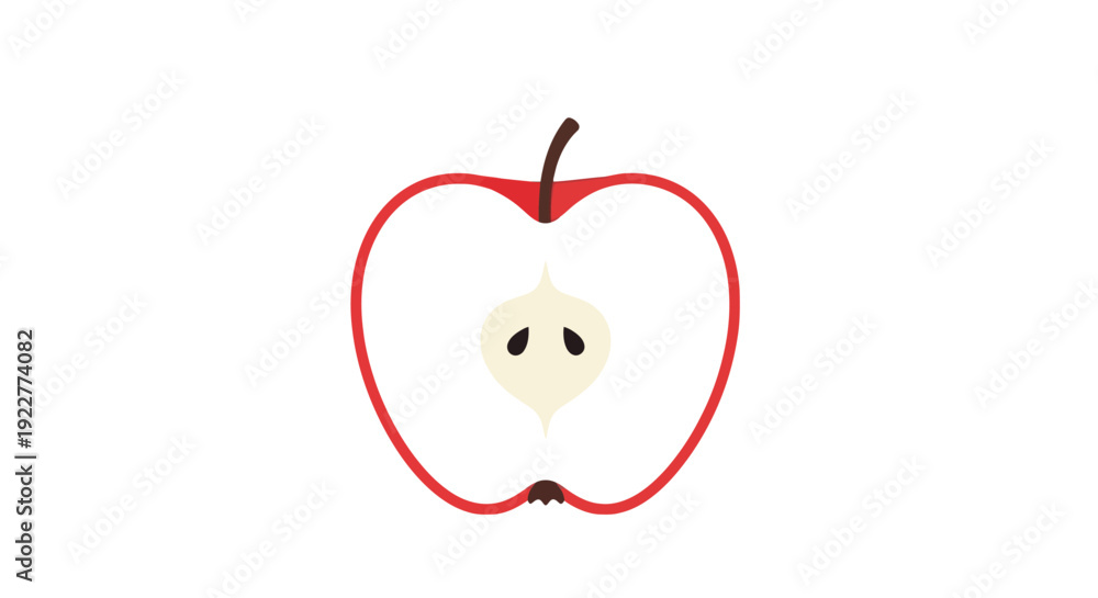 Obraz premium Half a red apple illustration against a clean white background