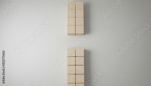 Wallpaper Mural Tall Wooden Blocks Stacked in Vertical Column on Light Gray Background Torontodigital.ca