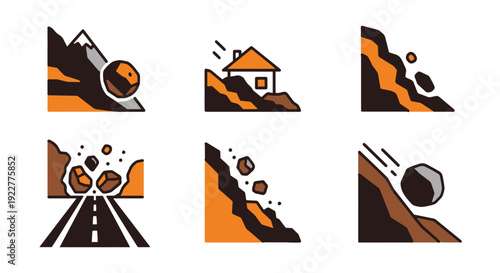 Landslide Line art modern abstract creative illustration