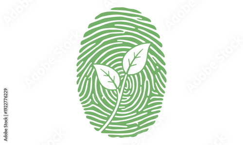 Green Fingerprint with Plant Sprout Symbolizing Eco-Friendly Impact