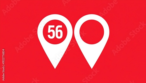 Free Download Two map pins with one indicating a specific location marked 56 on a bold red background - GFXLoad