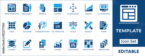 User interface web layout and graphic design wireframe template vector icon set