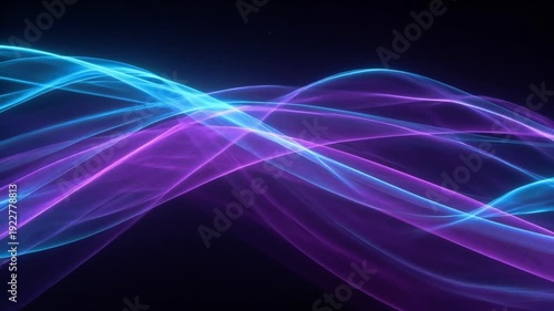 Abstract Neon Light Waves Animation with Blue and Purple Glowing Lines, Futuristic Energy Flow Background, Digital Motion Design for Technology, Music Visualizer and Modern Corporate Videos