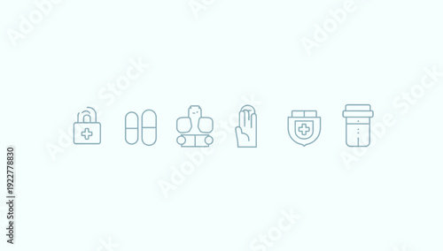 Medical icon set, pill and capsule medicine icon