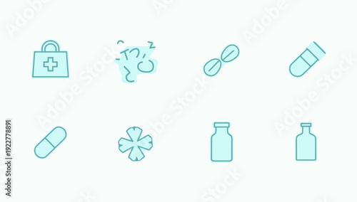Medical icon set, pill and capsule medicine icon