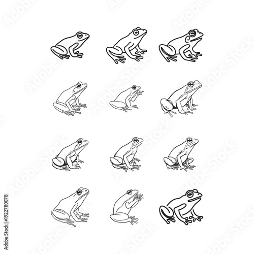 Minimalist coquí frog line art vector logo, continuous single line drawing, modern design for branding