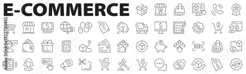 Modern e-commerce icons for online shopping and business