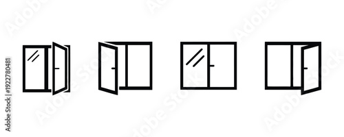Modern window icons showing different opening states