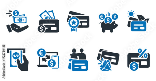 Money and credit card icons representing payment and financial transactions