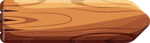 A wooden plank displayed on a white background from a top viewpoint