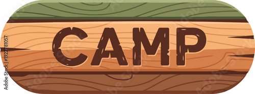 Summer Camp Sign on Wooden Plank Illustration