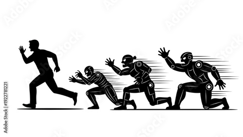 Man Running From Inner Demons Silhouette Concept of Fear and Trauma
