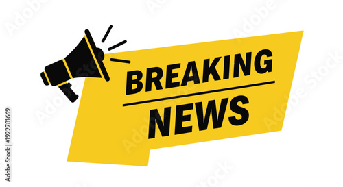 Breaking news banner with megaphone announcement