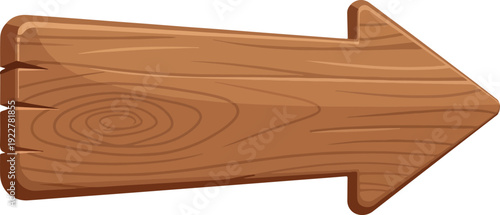 A wooden signpost arrow pointing to the right, isolated on a white background