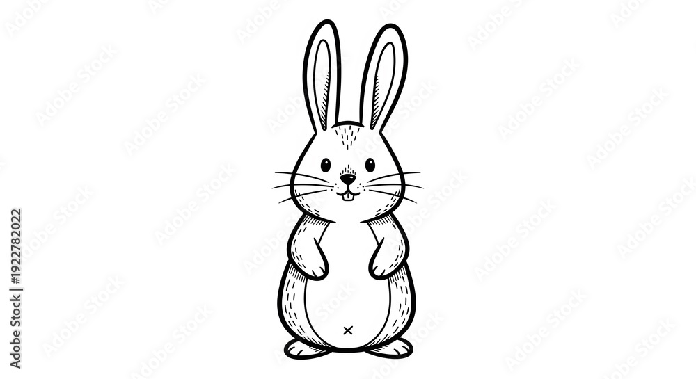 Fototapeta premium Cute cartoon rabbit illustration for Easter or spring themed projects