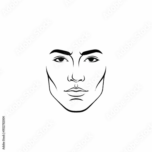 Man Face Line Art Drawing.