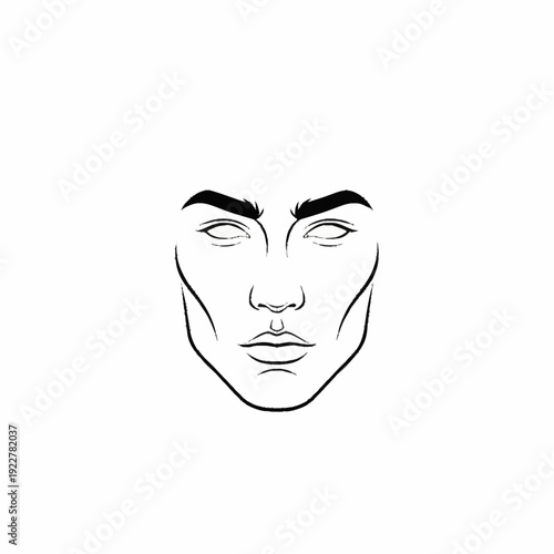 Minimalist Line Art Drawing of a Mans Face.