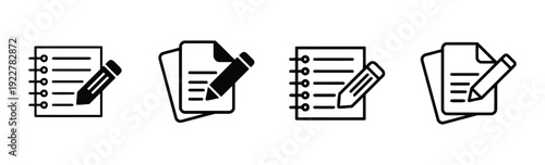 Notebook and pencil icons for writing notes and creative ideas